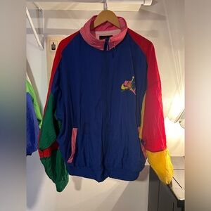 Nike Air Jordan Vintage Colorblock Hooded Multicolored Windbreaker Jacket S Mens